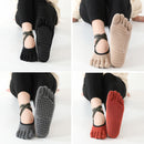 Non-slip Backless Cross Strap Five-finger Yoga Socks(Full Fingers Dark Gray)
