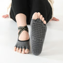 Non-slip Backless Cross Strap Five-finger Yoga Socks(Half Fingers Dark Gray)