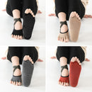 Non-slip Backless Cross Strap Five-finger Yoga Socks(Half Fingers Dark Gray)