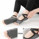 Non-slip Backless Cross Strap Five-finger Yoga Socks(Full Fingers Red)