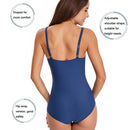 DS02 Ladies Suspender Triangle One-Piece Swimsuit With Chest Pad, Size: M(Black White Stripe)