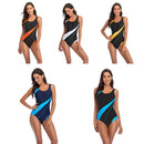 Women Comfortable Triangle One-Piece Swimsuit With Chest Pad, Size: S(Black+Orange)