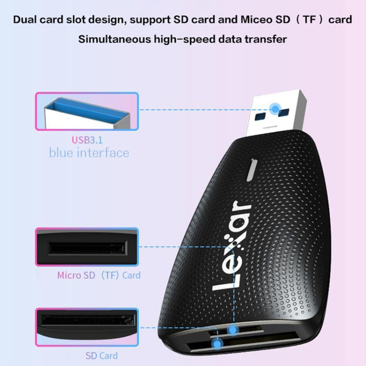 Lexar LRW450U 2 In 1 USB3.1 High Speed Computer Card Reader(Black)