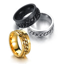 2 PCS Roman Numerals Turnable Chain Titanium Steel Ring, Color: Gold(11)