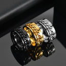 2 PCS Roman Numerals Turnable Chain Titanium Steel Ring, Color: Gold(11)