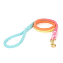 Gradient Dyed Woven Cotton Rope Pet Collar Neck Sleeve Leash(Rainbow Color)