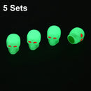 5 Sets Car Tire Luminous Valve Cap Motorcycle Skull Valve Core Cap(Green)