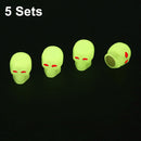 5 Sets Car Tire Luminous Valve Cap Motorcycle Skull Valve Core Cap (Yellow)