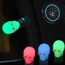 5 Sets Car Tire Luminous Valve Cap Motorcycle Skull Valve Core Cap (Yellow)