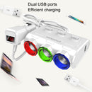 MEICHELE Car Cigarette Lighter Charger Dual USB 1A+2.1A With Switch(White Voltage Version)