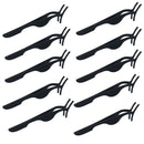 10PCS Eyelashed Stainless Steel Eyelash Tweezers Grafting Fake Eyelash Auxiliary(Black)