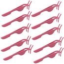 10PCS Eyelashed Stainless Steel Eyelash Tweezers Grafting Fake Eyelash Auxiliary(Pink)