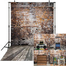 3740 2.1m x 1.5m Brick Wall and Wooden Floor Photography Background
