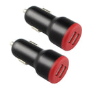 2PCS 2.4A Dual USB Car Charger, Style: 2 Ports (Black)