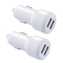 2PCS 2.4A Dual USB Car Charger, Style: 2 Ports (White)