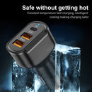 2PCS PD+2.4A Dual USB Car Charger, Style: 3 Ports (Black)