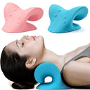 Neck Shoulder Stretcher Relaxer Cervical Chiropractic Traction Device Pillow(Blue)