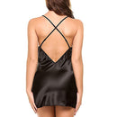Sexy Imitation Ice Silk Back Cross Strap Sexy Lingerie, Size: XL(Blue)