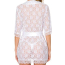Women Lace Cutout Nightgown Sexy Suit, Size: XXL(White)
