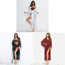 Sexy Glossy Long Nightgown Lace Long-sleeved Erotic Lingerie, Size: S(White)