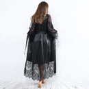 Sexy Glossy Long Nightgown Lace Long-sleeved Erotic Lingerie, Size: S(White)