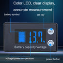Two-Line Digital Display DC Voltmeter Lead-Acid Lithium Battery Charge Meter, Color: Green+Temperature