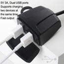 2 PCS Motorcycle Dual USB Charger Waterproof Handlebars Rearview Mirror Universal(Trapezoidal)