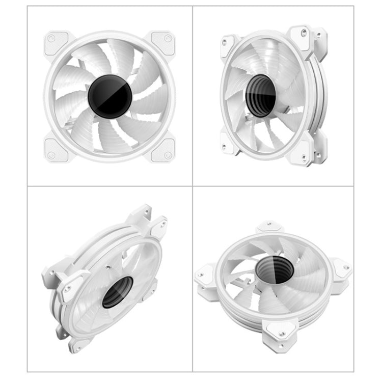 COOLMOON 12cm Infinity Lens Computer Cooling Fan PWM ARGB Chassis Cooling Fan(White)