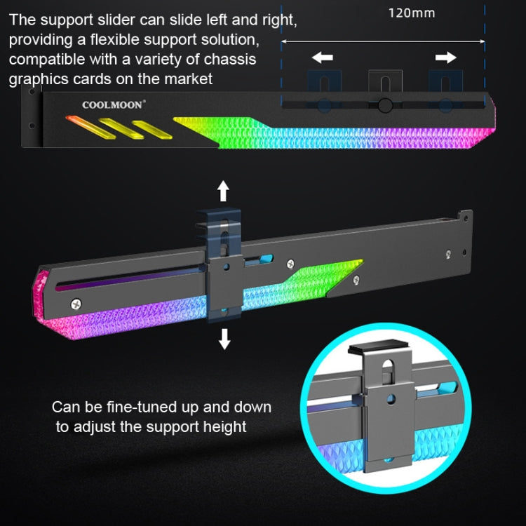 COOLMOON GT8 Graphics Card Bracket With 5V ARGB Multi-interface(Black )