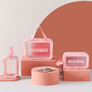 PVC Transparent Waterproof Portable Cosmetic Bag, Size: L (Pink)