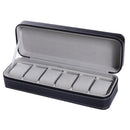 6 Bit Zipper Watch Box Storage Display Box PU Zipper Bag Watch Box(Black)