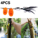 4 PCS HENGJIA SP304 6.5cm 13g Feather Hook Rotating Sequin Road Lure Bait(Orange Red)