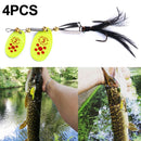 4 PCS HENGJIA SP304 6.5cm 13g Feather Hook Rotating Sequin Road Lure Bait(Yellow)