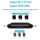 USB 2.0+8Pin +Type-C+Micro USB 4 In 1 Card Reader Supports Reading SD&TF Card(Black)