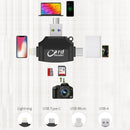 USB 2.0+8Pin +Type-C+Micro USB 4 In 1 Card Reader Supports Reading SD&TF Card(Black)