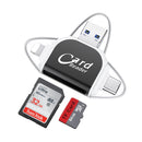 R015 USB2.0 & Micro USB+8Pin+Type-C 4 In 1 Card Reader Supports SD/TF Card(Black)