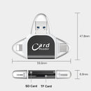 R015 USB2.0 & Micro USB+8Pin+Type-C 4 In 1 Card Reader Supports SD/TF Card(Black)