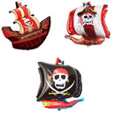 5PCS Pirate Ship Balloon Cartoon Halloween Aluminum Film Balloon(Red Black)