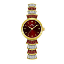 BS Bee Sister FA1700 Diamond Inlaid Ladies Watch Symphony Wrist Watch(Golden Red)