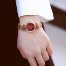 BS Bee Sister FA1700 Diamond Inlaid Ladies Watch Symphony Wrist Watch(Golden Red)