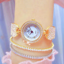 BS Bee Sister FA1606 Diamond Inlaid Ladies Watch Jewelry Chain Watch(Gold)