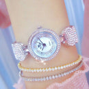 BS Bee Sister FA1606 Diamond Inlaid Ladies Watch Jewelry Chain Watch(Silver)