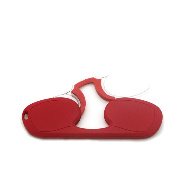 Clip-nose Reading Glasses Portable Reading Mirror No Mirror Leg Glasses, Degree: +100(Red)