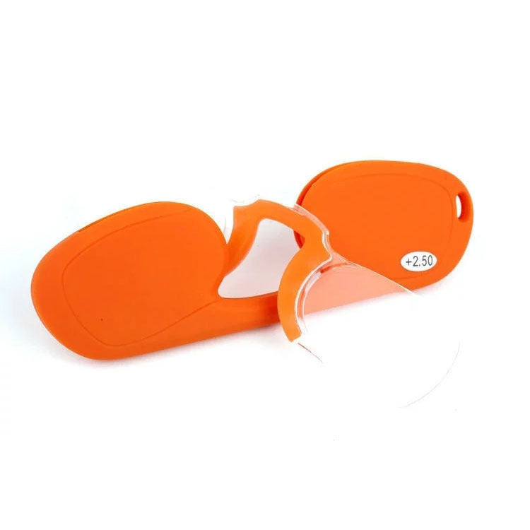 Clip-nose Reading Glasses Portable Reading Mirror No Mirror Leg Glasses, Degree: +200(Orange)