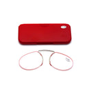 Pince-nez Reading Glasses Frameless Magnifying Glasses, Degree: +250(Red)