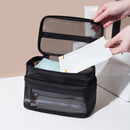 Multifunctional Portable Large Capacity Toiletry Cosmetic Bag, Color: Black Double Layer