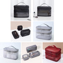 Multifunctional Portable Large Capacity Toiletry Cosmetic Bag, Color: Wine Red Double Layer