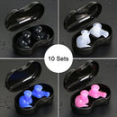 10 Sets Swimming Waterproof Spiral Silicone Earplugs(Black)