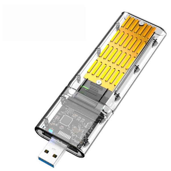 M.2 To USB 3.0 SSD Adapter For PCIE NGFF M / B Key SSD Disk Box, Color: Gold