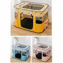 Rectangular Foldable Pet Fence Dog and Cat Litter Pet Delivery Room M(Blue Panda)